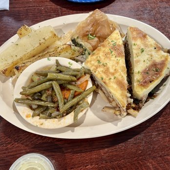 It's Greek to Us - Moussaka Platter - Greek Near Me - Marietta, Georgia It's Greek to Us - Moussaka Platter - Greek Near Me - Marietta, Georgia