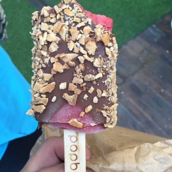 Popbar - Strawberry sorbet bar dipped in chocolate with waffle cone - Desserts Near Me - Anaheim, California Popbar - Strawberry sorbet bar dipped in chocolate with waffle cone - Desserts Near Me - Anaheim, California