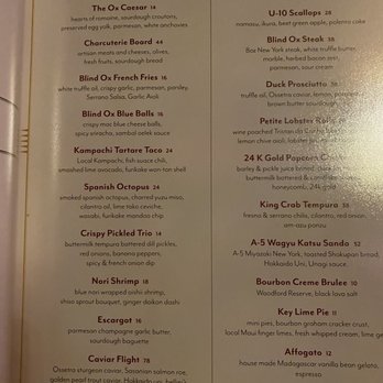 Blind Ox - Tapas menu - Tapas/Small Plates Near Me - Honolulu, Hawaii