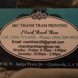 J & C Thanh Tram Printing - Business Card for J & C Thanh Tram Printing