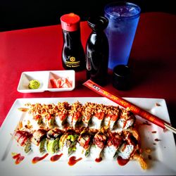 Ninja Sushi - Onion Dragon Roll in rear.  Double Dragon Roll in front.
