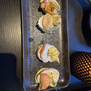 Amina - Deviled Eggs topped with lobster - Southern Near Me - Philadelphia, Pennsylvania Amina - Deviled Eggs topped with lobster - Southern Near Me - Philadelphia, Pennsylvania