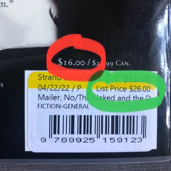 Strand Bookstore - A book with a "list price" $10 higher than the actual list price. - Bookstores Near Me - New York, New York Strand Bookstore - A book with a "list price" $10 higher than the actual list price. - Bookstores Near Me - New York, New York