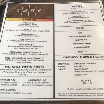 Cane - Menu - Trinidadian Near Me - Washington, DC, District of Columbia