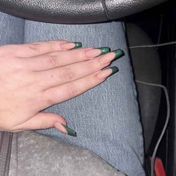 The Elegant Nails and Spa - Green sparkly French tip acrylic - Nail Salons Near Me - Parker, Colorado The Elegant Nails and Spa - Green sparkly French tip acrylic - Nail Salons Near Me - Parker, Colorado