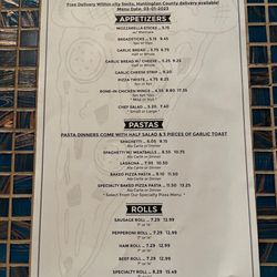 PJ's Paesan's Pizza - 2023 Front Menu