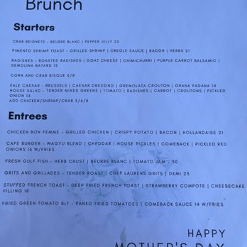 Radish - Mother's Day Brunch menu - Southern Near Me - Long Beach, Mississippi