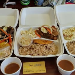 Bel Coq - Left to right: Taso (fried goat), Griot (fried pork), Fried chicken