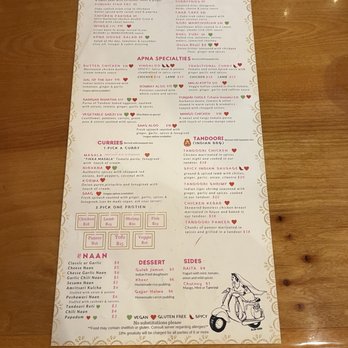 Apna Indian Kitchen - APNA Indian Restaurant - Menu Front - Indian Near Me - Santa Barbara, California