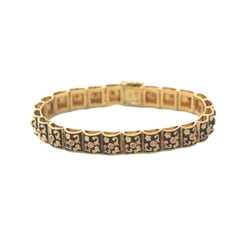 A1 Jewelry and Loan - Vintage Enamel and 18k gold book chain bracelet with Rubies