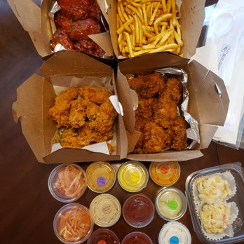 Chicken Hut - The full spread under $50. Good value. Seasoning is great on the chicken. Sauces are fun and diverse. - Korean Near Me - Los Angeles, California