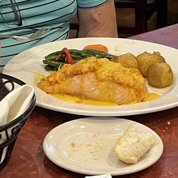 Fernando's Dockside Grille - Salmon with crabmeat topping - Portuguese Near Me - Port St. Lucie, Florida