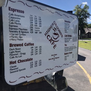Higher Grounds Cafe - a menu on a sign - Coffee & Tea Near Me - North Branch, Minnesota