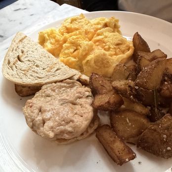 Wicked Butcher - The Sinclair with chicken sausage, eggs, toast and potatoes. - Bars Near Me - Fort Worth, Texas Wicked Butcher - The Sinclair with chicken sausage, eggs, toast and potatoes. - Bars Near Me - Fort Worth, Texas