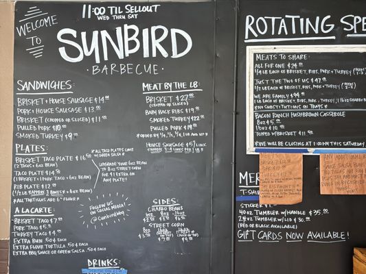 Menu photo 5 Sunbird Barbecue Longview, TX
