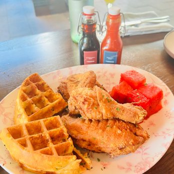 Yardbird - Chicken & Waffles & fresh watermelon WITH #Tajin - Southern Near Me - Dallas, Texas Yardbird - Chicken & Waffles & fresh watermelon WITH #Tajin - Southern Near Me - Dallas, Texas