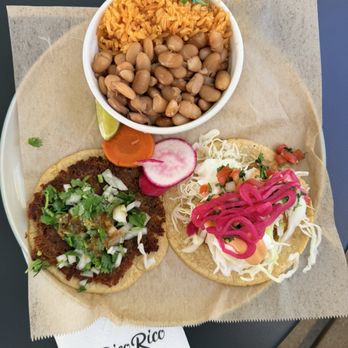 Rico Rico Taco - Two Taco Combo: Carnitas and Fish with rice and beans - Tacos Near Me - San Ramon, California Rico Rico Taco - Two Taco Combo: Carnitas and Fish with rice and beans - Tacos Near Me - San Ramon, California