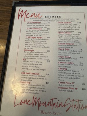Menu photo 3 Lone Mountain Station Elko, NV Menu photo 3 Lone Mountain Station Elko, NV