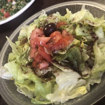 Cedars Mediterranean Cuisine - Side salad, cones with entree (dressing was amazing) - Mediterranean Near Me - Canonsburg, Pennsylvania