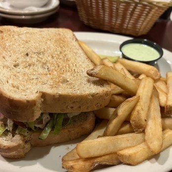 Downtown Grill & Brewery - Chicken salad sandwich with fries. - American Near Me - Knoxville, Tennessee Downtown Grill & Brewery - Chicken salad sandwich with fries. - American Near Me - Knoxville, Tennessee
