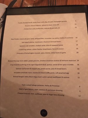 Menu photo 2 Noir Restaurant Richmond, VIC