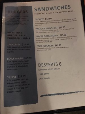 Menu photo 8 C Level Panama City Beach, FL Menu photo 8 C Level Panama City Beach, FL