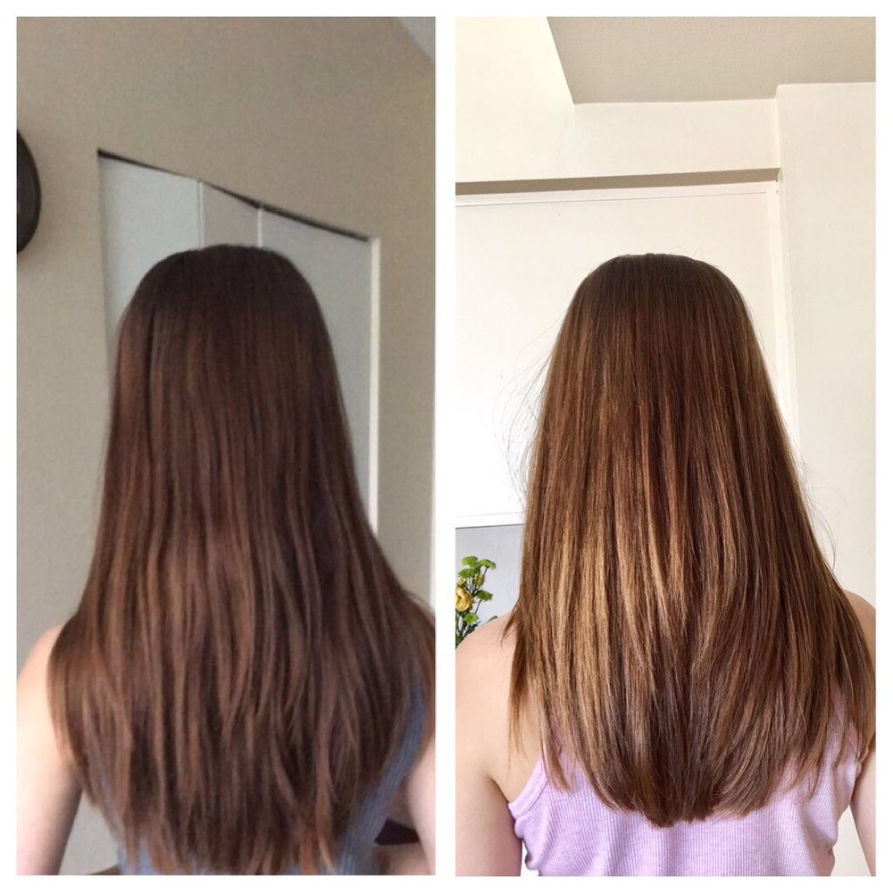 BreCyn Salon - Before (left)- long and basic. After (right)-smooth layers. Done by Stephanie in 1 hour. - Hair Salons Near Me - Everett, Washington