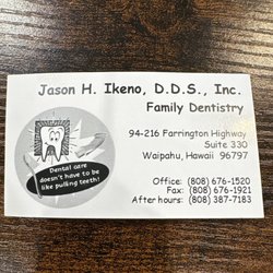 Jason H Ikeno, DDS - Business card