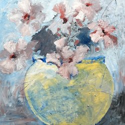 Connie Engel Art - Subtle Moments - 40 x 30 Acrylic on Canvas. Welcome these soft, pastel colors into your home or office.