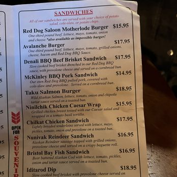 Red Dog Saloon - food menu - American Near Me - Juneau, Alaska Red Dog Saloon - food menu - American Near Me - Juneau, Alaska
