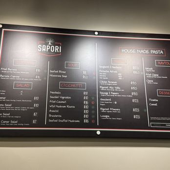 Sapori Italian Roots - Wall mounted menu so you can decide what you like whilst waiting! - Italian Near Me - Austin, Texas Sapori Italian Roots - Wall mounted menu so you can decide what you like whilst waiting! - Italian Near Me - Austin, Texas