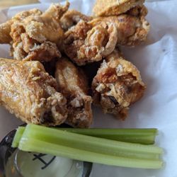 Naked wings with blue cheese and celery