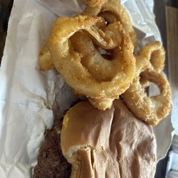 HiBoy Drive-In - Cheeseburger and onion rings