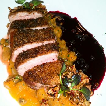 Therapy  - Roast Duck Breast ($26): Crispy skin duck breast served atop bed of butternut squash & roasted root veggies. Crunchy pepita granola brittle - Bars Near Me - Las Vegas, Nevada