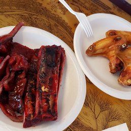 Roast BBQ pork and chicken wings Roast BBQ pork and chicken wings