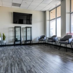 CLOVR - Spaced, individual seating in the lobby / waiting area