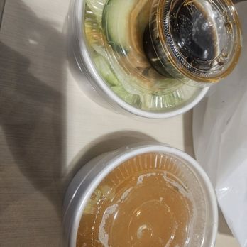 Aira Sushi - Miso soup, salad and soy sauce - Japanese Near Me - Richmond Hill, Ontario