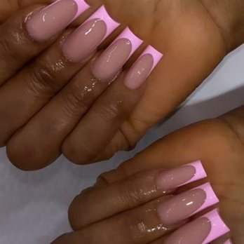 Uni Nail Spa - The pink French picture is what I asked for but with neon yellow instead - Nail Salons Near Me - Fresh Meadows, New York Uni Nail Spa - The pink French picture is what I asked for but with neon yellow instead - Nail Salons Near Me - Fresh Meadows, New York