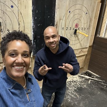 Choppin Co - Husband and I having fun! - Axe Throwing Near Me - Plainwell, Michigan