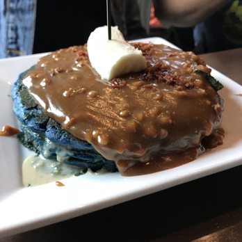 Bosscat Kitchen & Libations - THE KING. One of the greatest sauces I've ever had in a pancake - New American Near Me - Houston, Texas Bosscat Kitchen & Libations - THE KING. One of the greatest sauces I've ever had in a pancake - New American Near Me - Houston, Texas