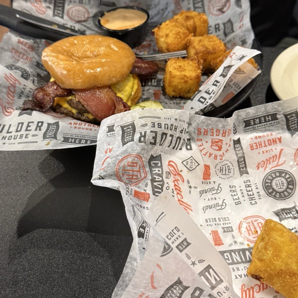 Boulder Tap House - Glazed & Confused burger & pepperjack cheese curds - Sports Bars Near Me - Ankeny, Iowa