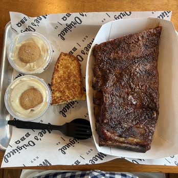 Moe's Original BBQ - Half rack of ribs with cornbread and banana pudding - Barbeque Near Me - Bangor, Maine Moe's Original BBQ - Half rack of ribs with cornbread and banana pudding - Barbeque Near Me - Bangor, Maine