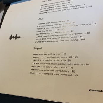 Conversation - Menu - New American Near Me - Seattle, Washington