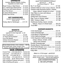 Front Street Cafe - Lunch/dinner menu