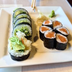 Fresh Vegetable Roll and salmon maki