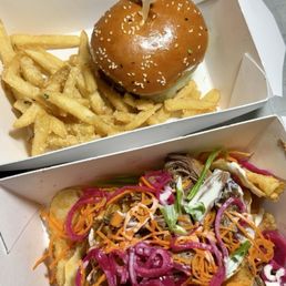 French onion burger and kettle chips nachos