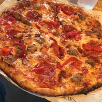Blaze Pizza - Regular red sauce, mozarella, pepperoni, sausage, bacon, garlic pizza! - Salad Near Me - Gold River, California Blaze Pizza - Regular red sauce, mozarella, pepperoni, sausage, bacon, garlic pizza! - Salad Near Me - Gold River, California