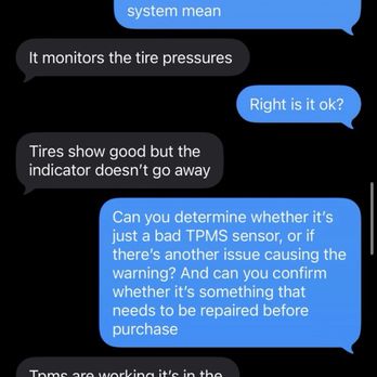 The Pre Buy Guys - Him telling my wife specifically over text the tires were good. - Car Inspectors Near Me - Plano, Texas The Pre Buy Guys - Him telling my wife specifically over text the tires were good. - Car Inspectors Near Me - Plano, Texas