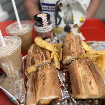 Ultramarinos Pepe - Two very dry bocadillos, ibérico and chorizo, both with manchego cheese . And two semi-iced bom bom coffees with condensed milk. - Sandwiches Near Me - Vancouver, British Columbia Ultramarinos Pepe - Two very dry bocadillos, ibérico and chorizo, both with manchego cheese . And two semi-iced bom bom coffees with condensed milk. - Sandwiches Near Me - Vancouver, British Columbia