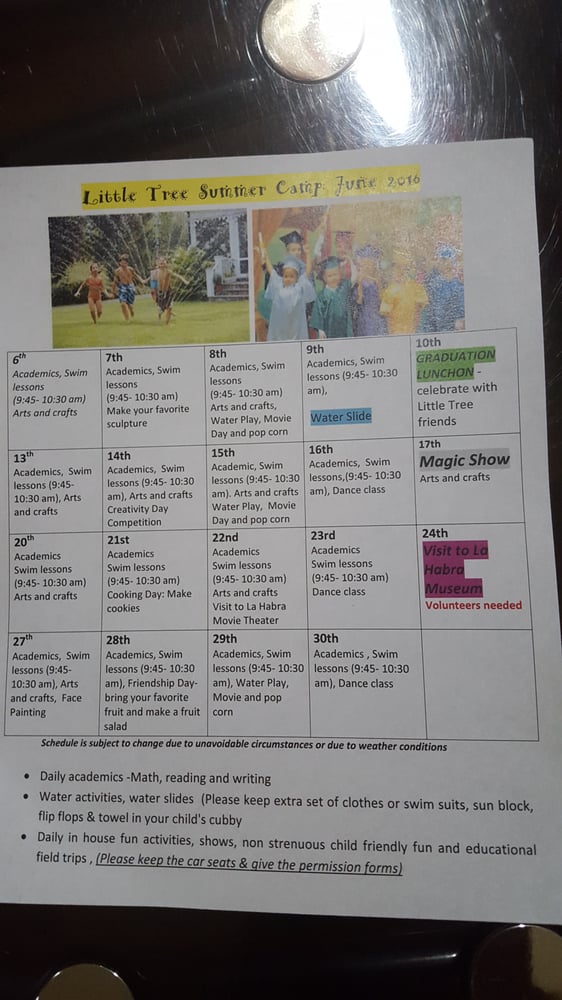 Our Summer Schedule June 2016 Yelp